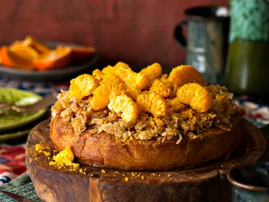 Lime, caramel and toasted coconut cake