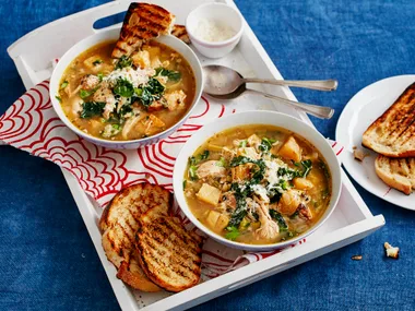 Chicken, celeriac and barley stew