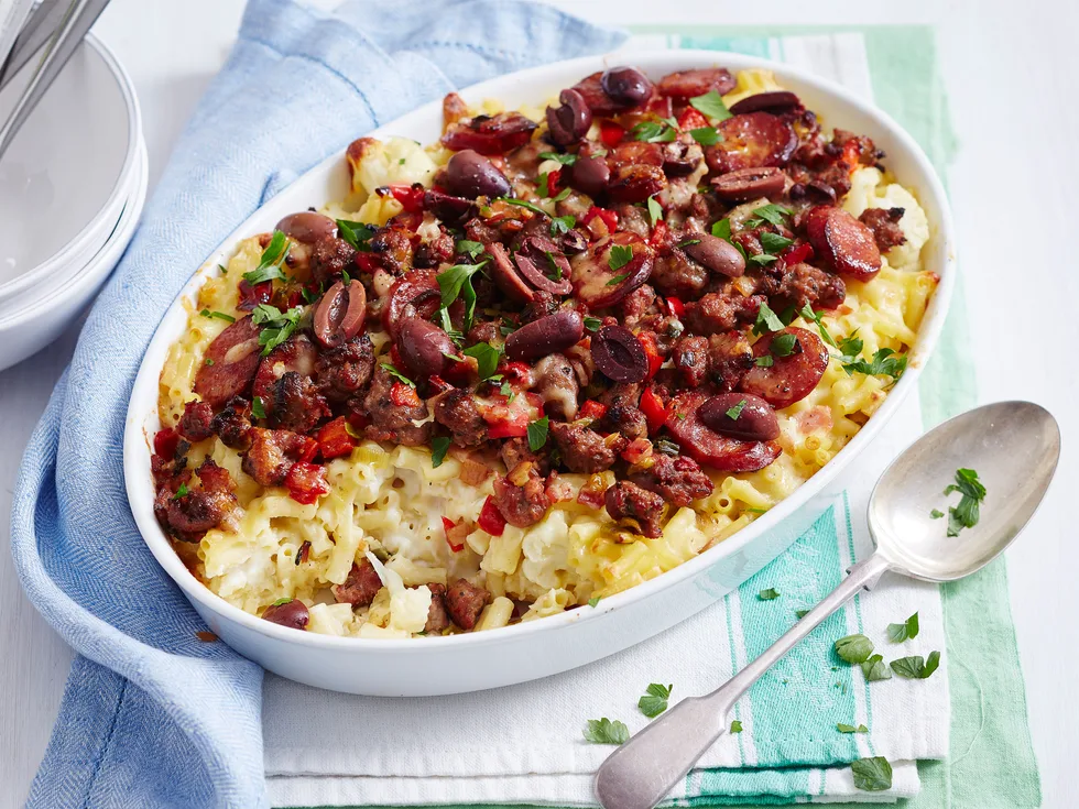 Meatlovers mac and cheese with cauliflower
