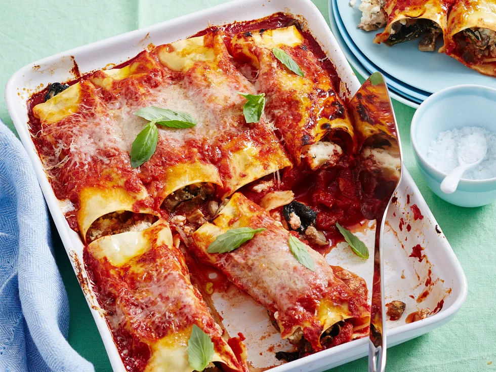 Easy mushroom, ricotta and spinach cannelloni