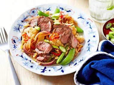 Warm lamb and cauliflower rice salad