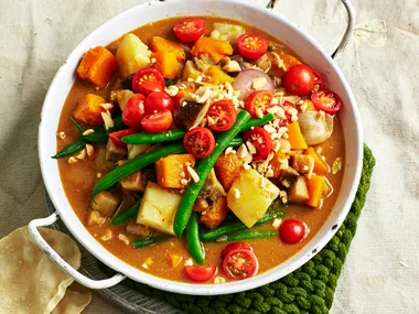 Pumpkin and eggplant massaman curry