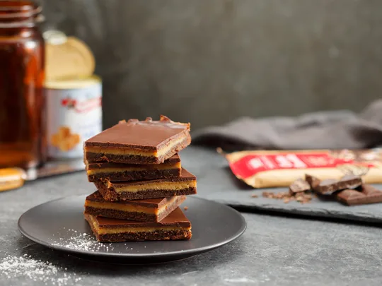 Salted caramel chocolate slice