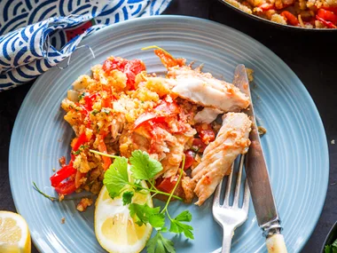 Spanish fish and sweet peppers