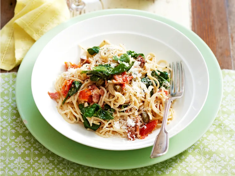 Creamy angel hair pasta