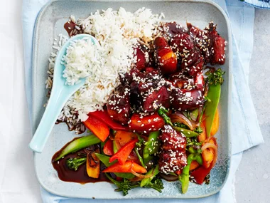 Soy and sake-glazed braised pork belly
