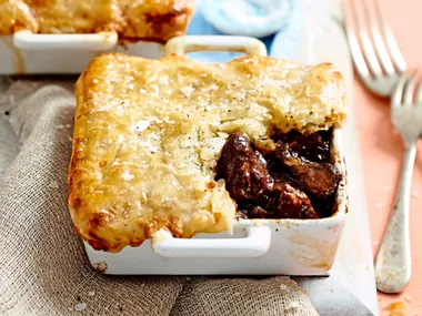 Beef and mushroom pies with cheese pastry