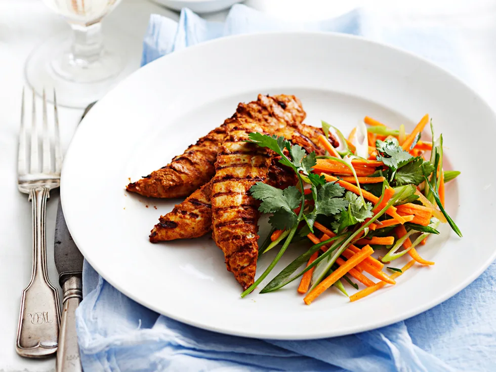 Yoghurt chicken with carrot salad