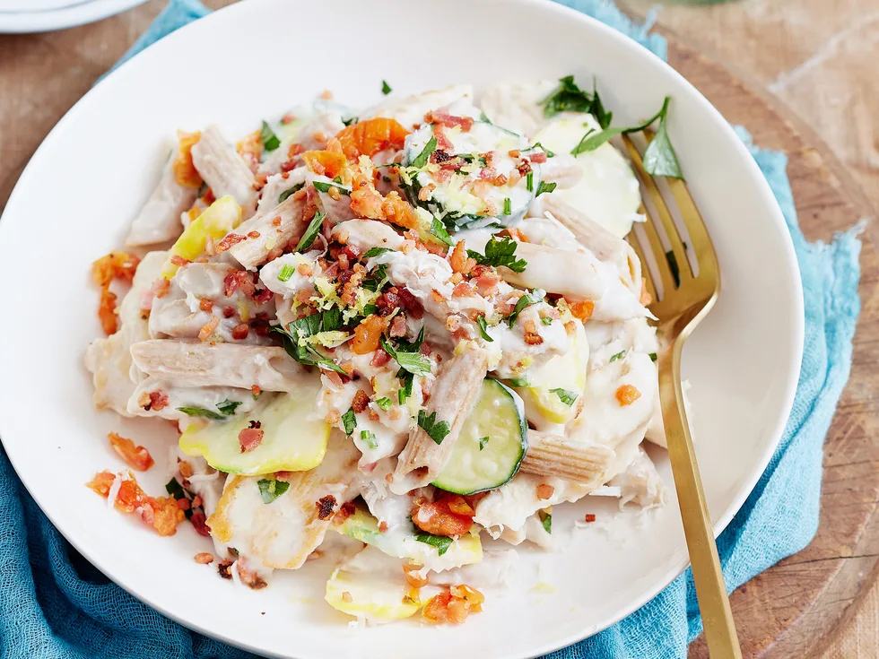 Creamy white bean and chicken penne