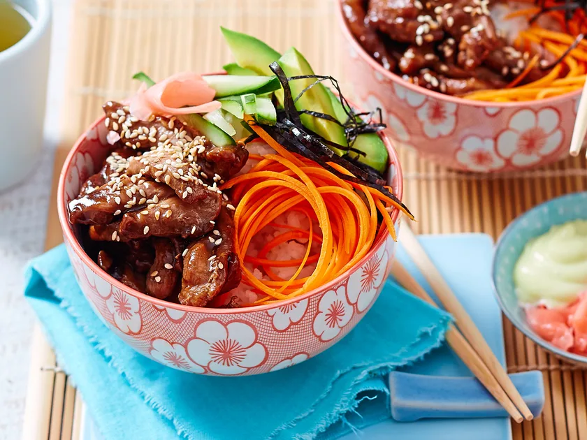 Japanese chicken sushi bowls