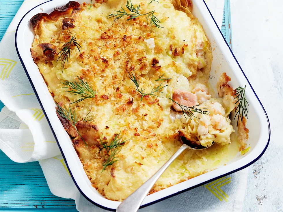 Seafood baked crêpes