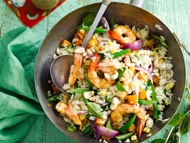 Green curry prawn fried rice