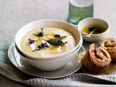 Roast garlic and parsnip soup