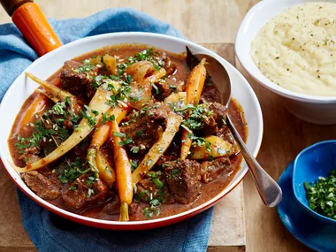 Red wine beef with gremolata