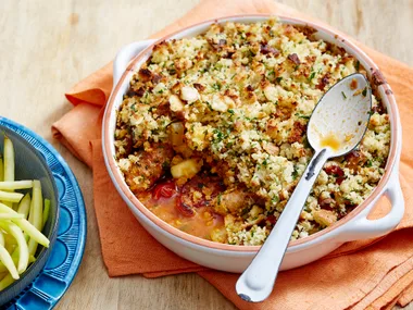 Pork sausage and chorizo cassoulet