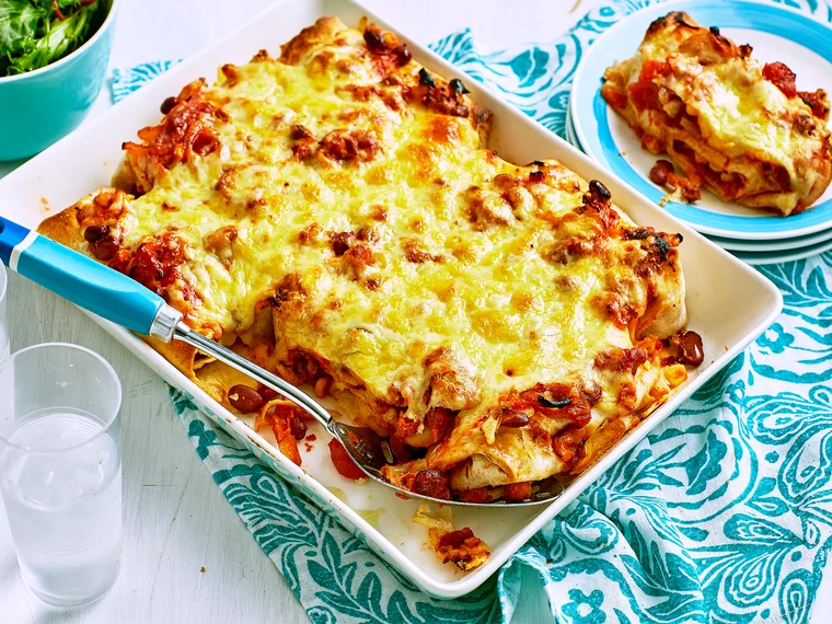 Vegetable and bean enchiladas
