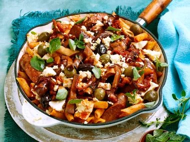 Chorizo penne grill