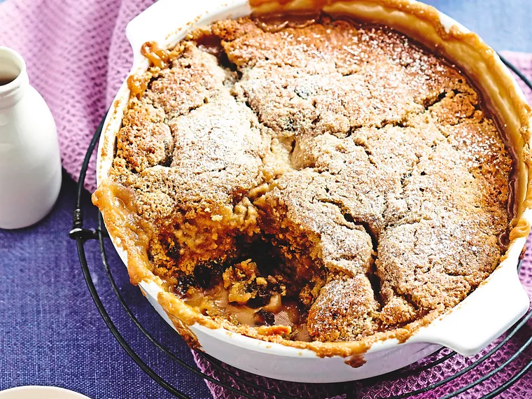 Butterscotch, date and coconut self-saucing pudding