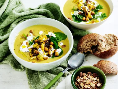 Curried cauliflower and chickpea soup