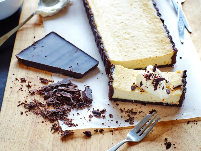 Chocolate and orange ricotta tart