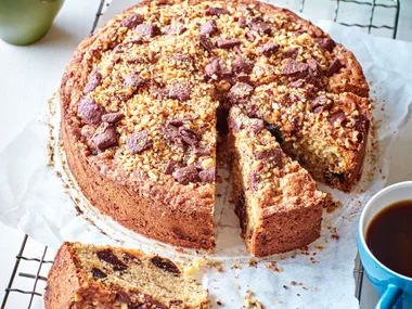 Hazelnut, prune and chocolate cake