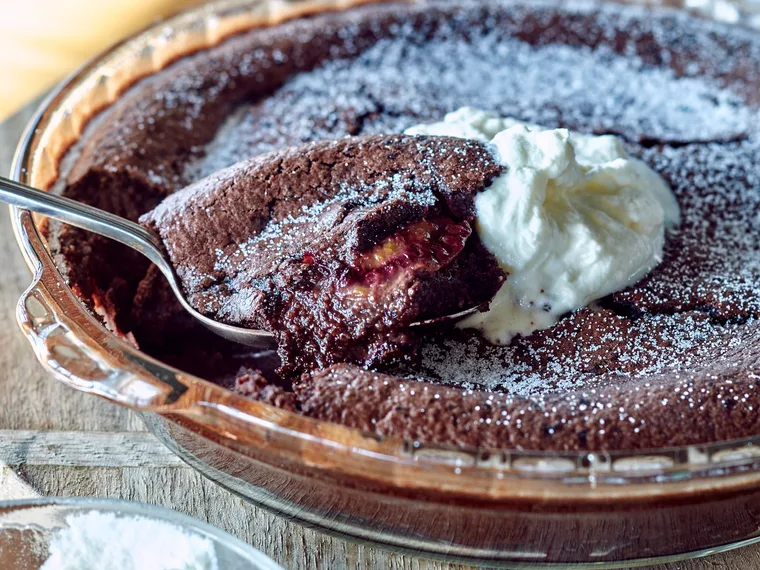 Chocolate and tamarillo clafoutis