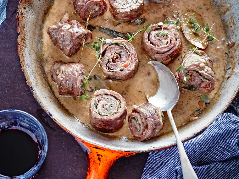 Beef involtini with prosciutto and parmesan