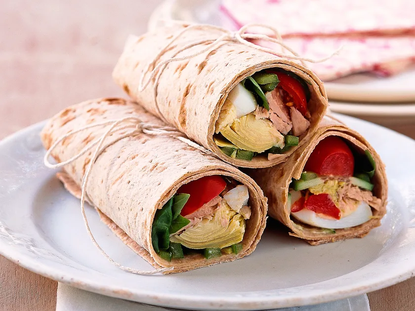 Light and lovely salmon salad wraps