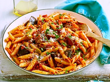 Penne with Sicilian eggplant caponata