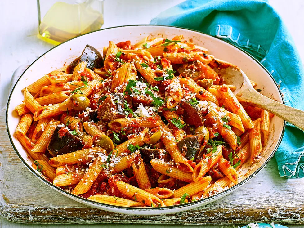 Penne with Sicilian eggplant caponata