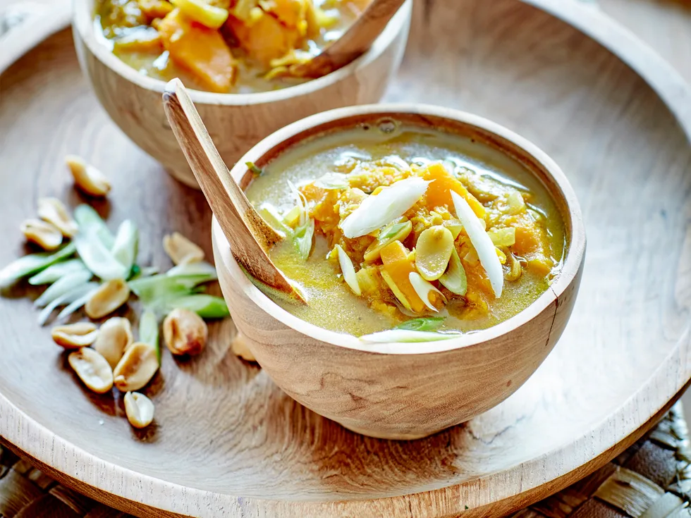 Curried pumpkin and peanut soup