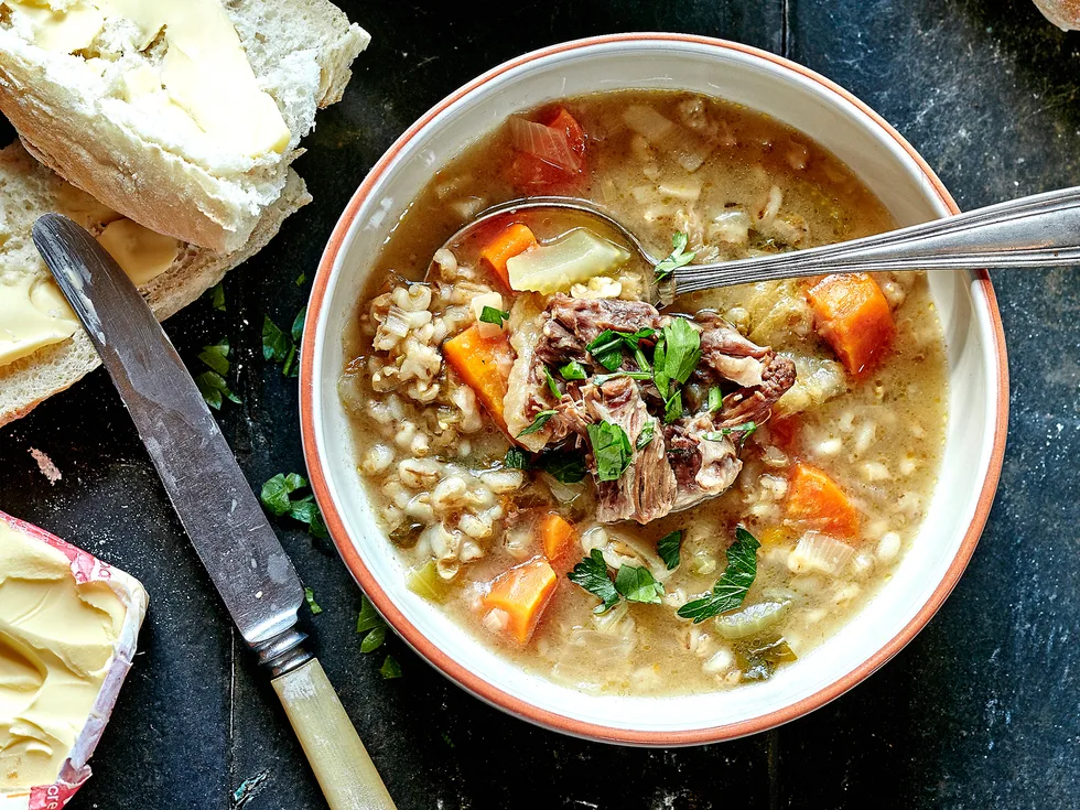 Hearty oxtail and barley soup