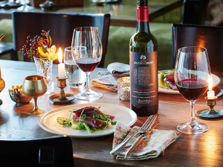 Rare saddle of hare with olive oil mash and spring onion