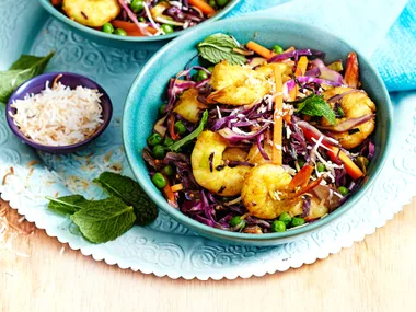 Curried coconut and prawn stir-fry