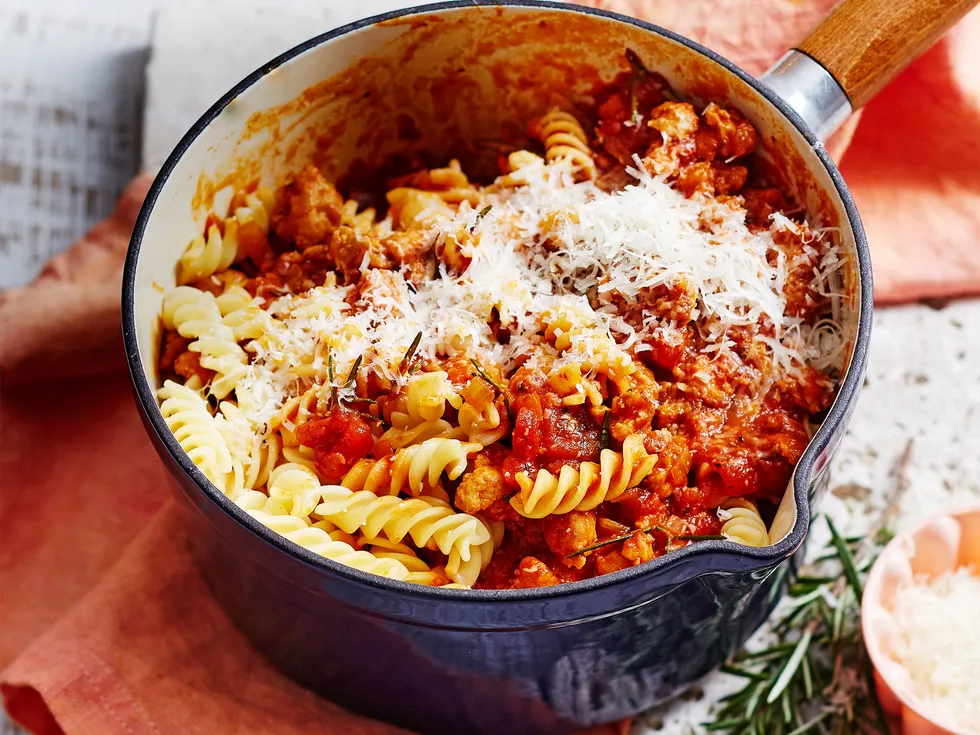 Fusilli with sausage ragout