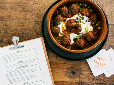 Pork and beef meatballs with potato dumplings
