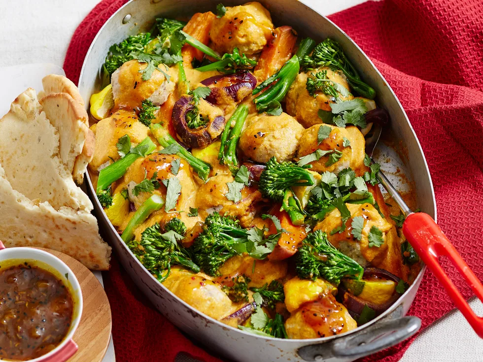 Chicken meatball korma bake