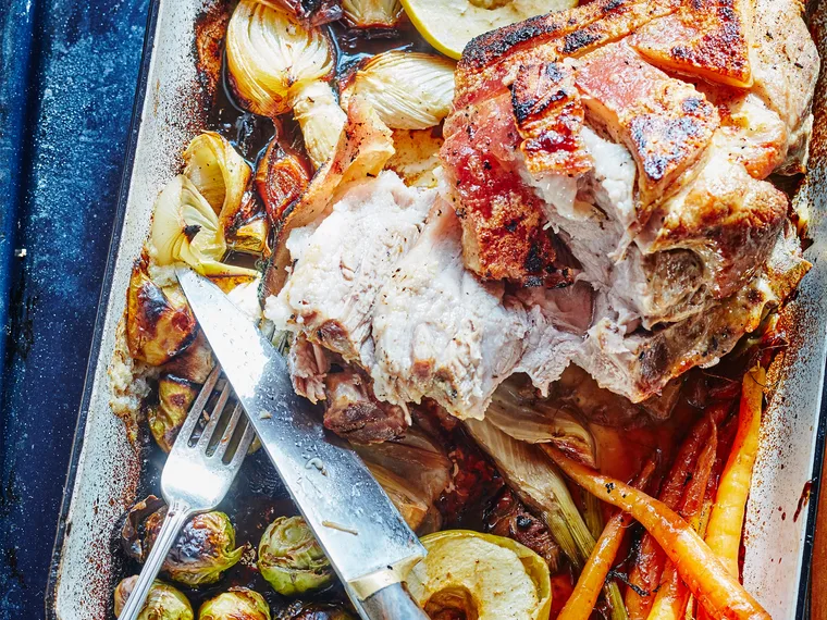 Roast pork shoulder with fennel