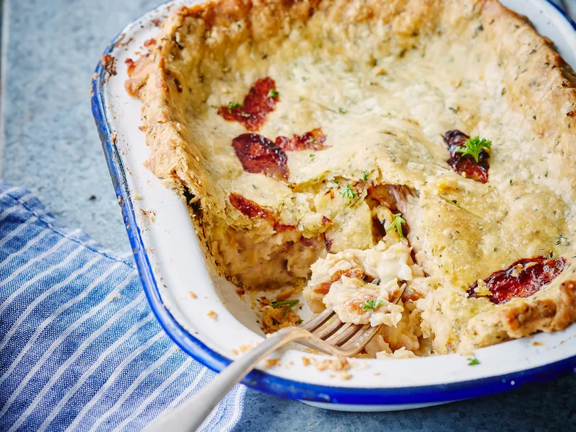 Smoked fish pie with parsley pastry