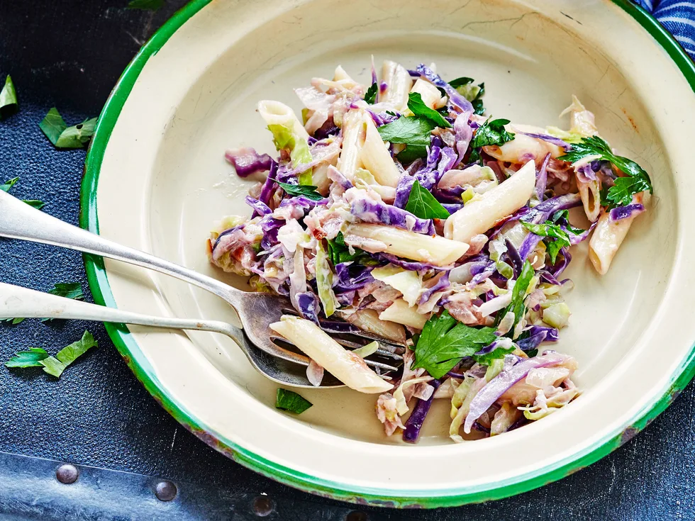 Cabbage and cheese penne