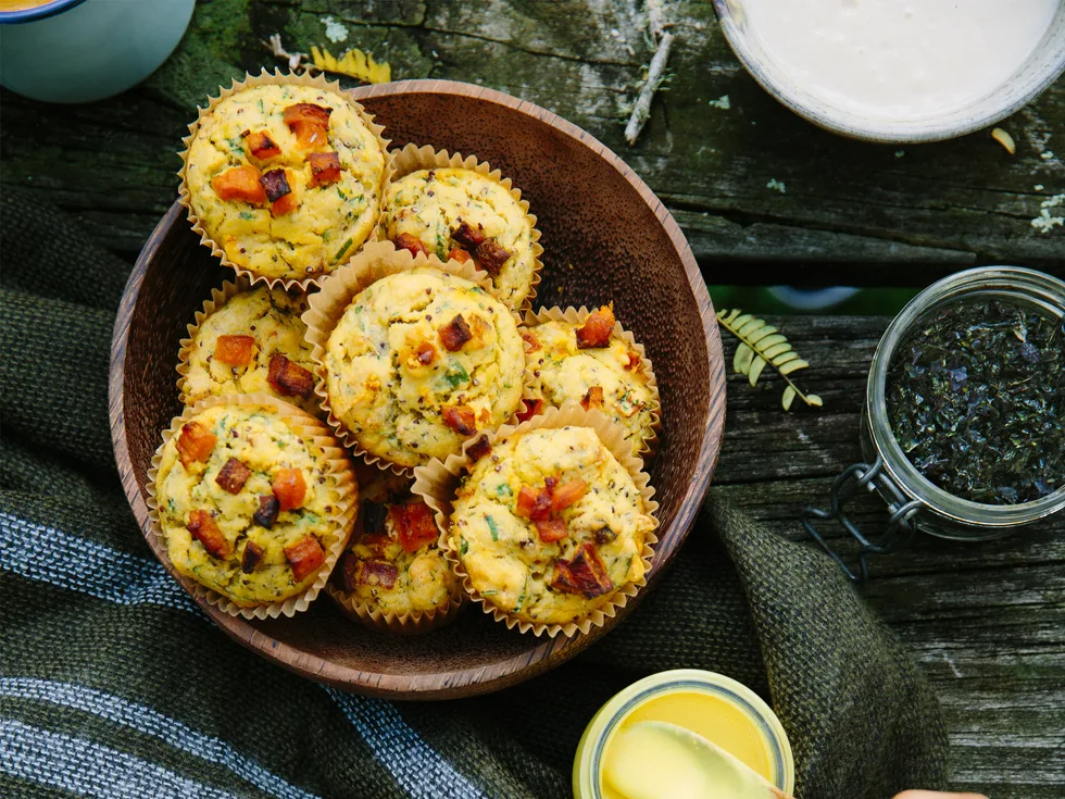 Herby pumpkin and quinoa muffins