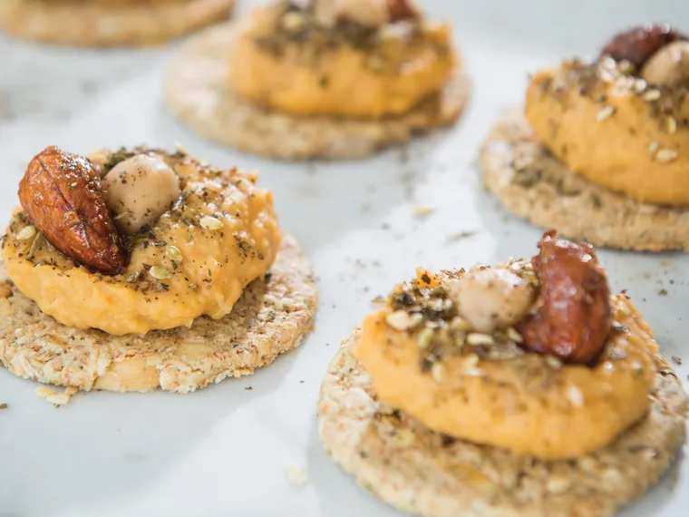 Kumara, spicy ginger and miso hummus