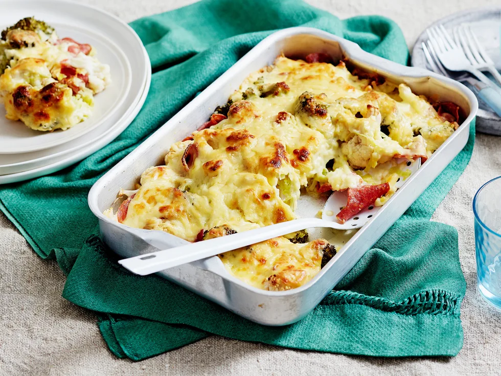Leek and vegetable au gratin