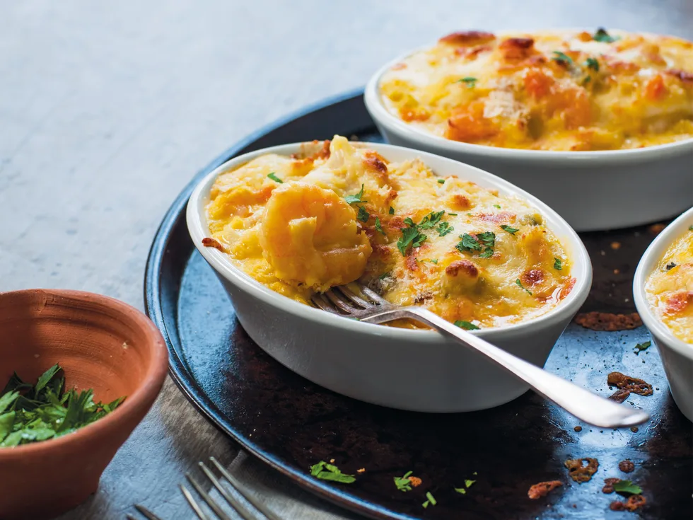 Creamy saffron seafood mornay