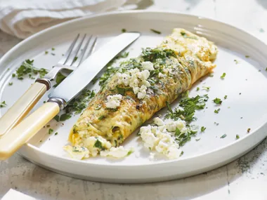 Herby omelette with goat's feta