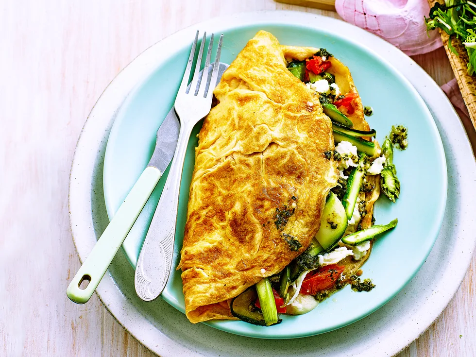 Spring vegetable omelettes
