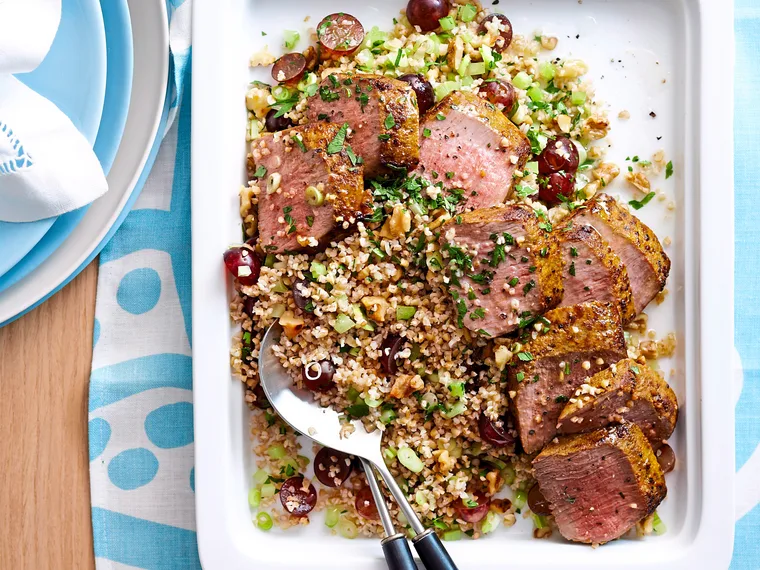 Warm lamb and burghul salad