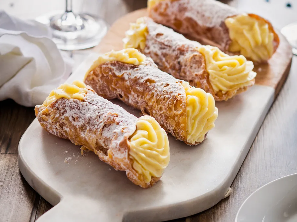 Sicilian cannoli with custard cream