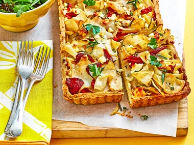 Potato and feta tart with herby pastry