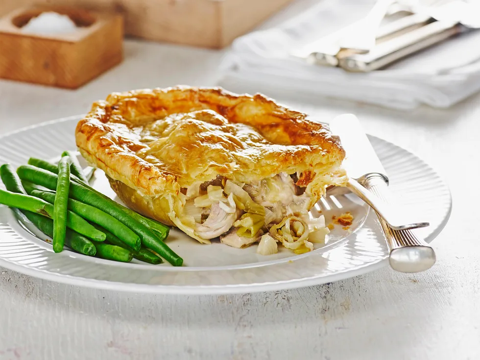 Chicken, leek and brie pies